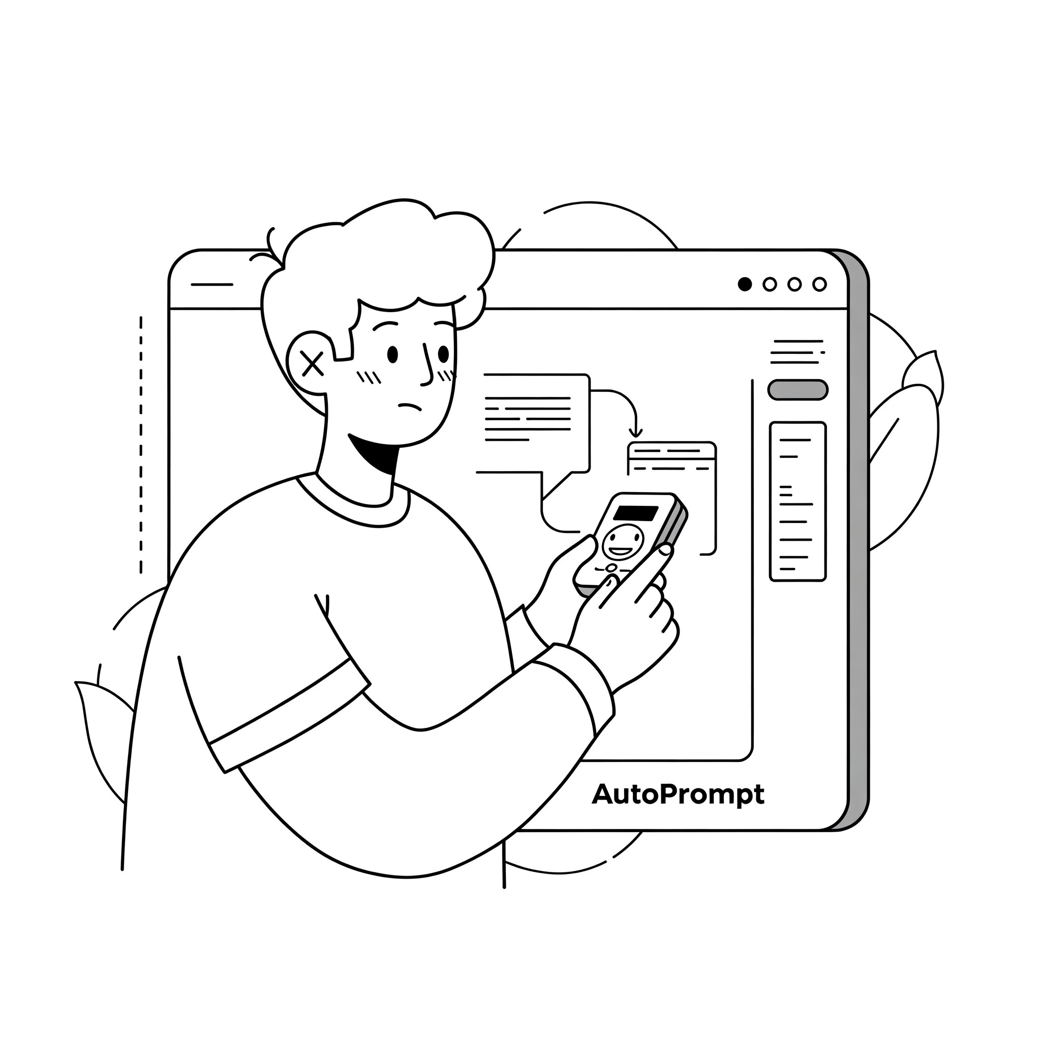 Illustration showing improved AI response quality with AutoPrompt's optimized prompts