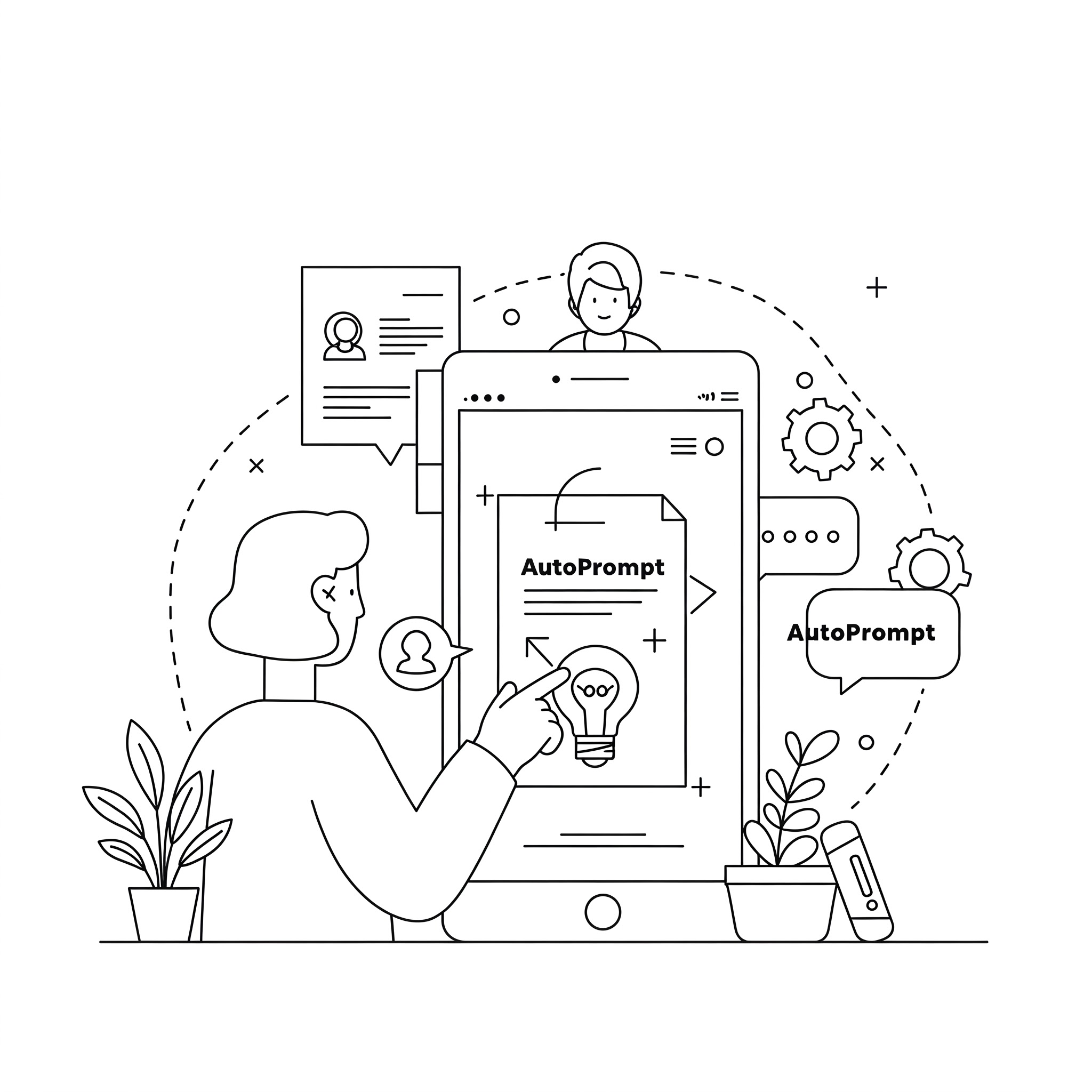 Graphic symbolizing time savings using automated prompt generation with AutoPrompt