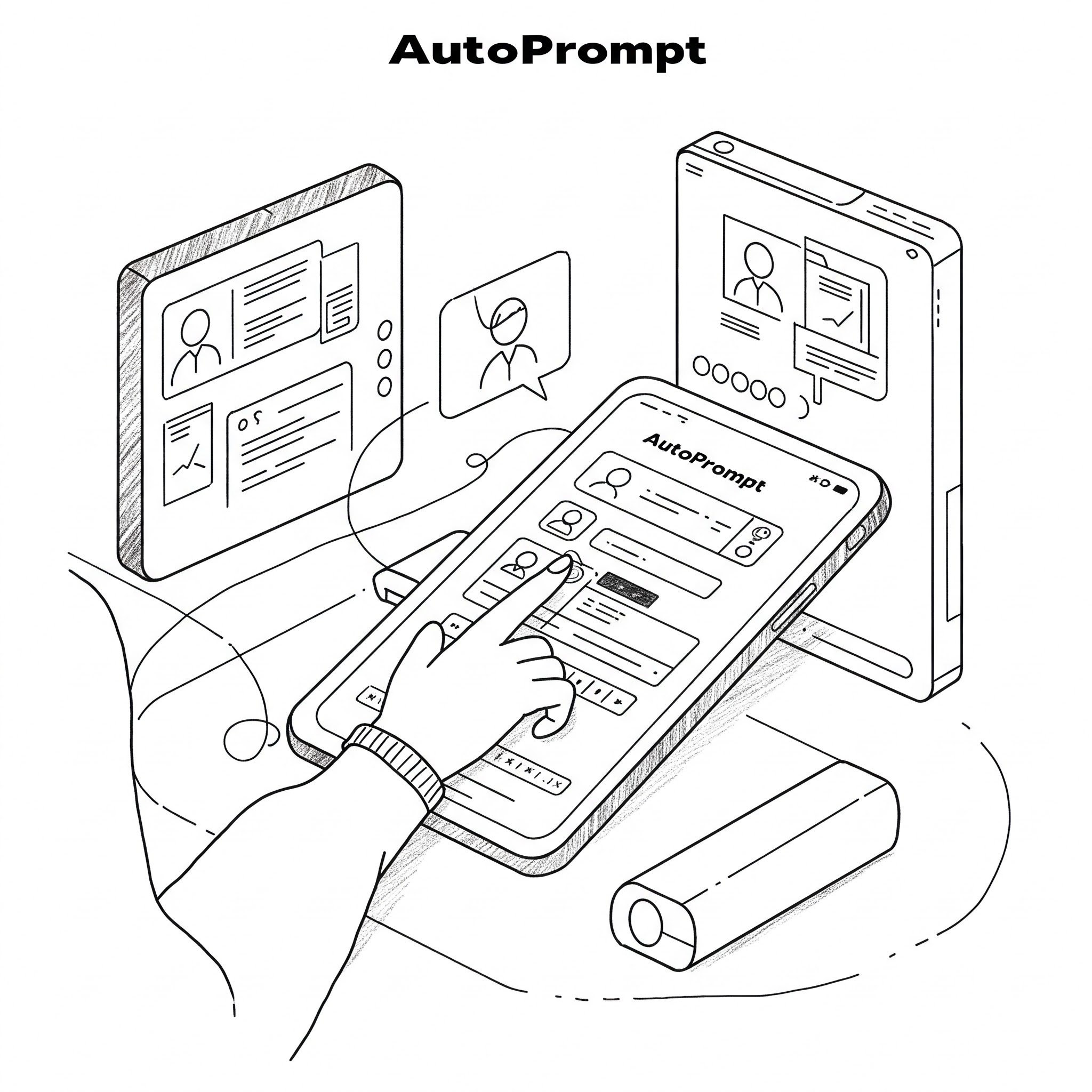 Screenshot of AutoPrompt interface showing user entering a question for prompt generation