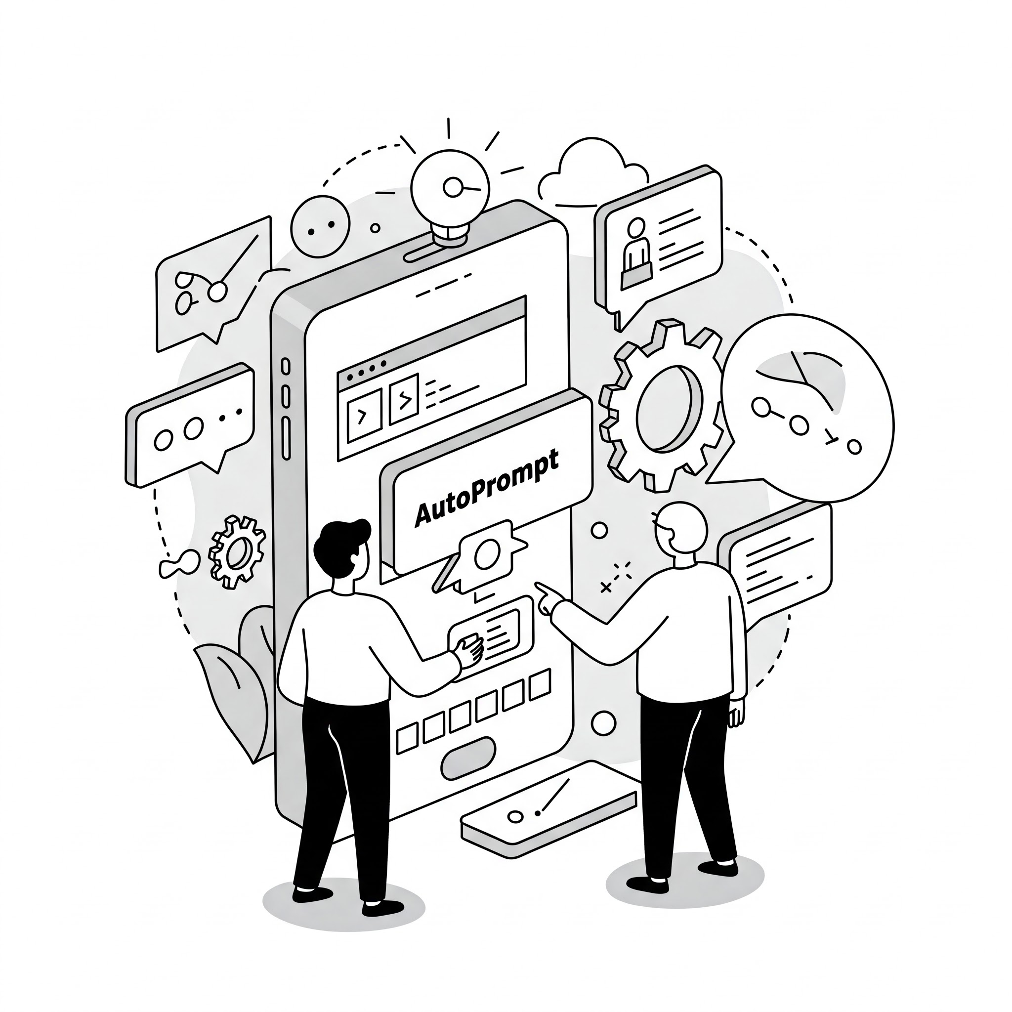 AutoPrompt interface showing the generated enhanced AI prompt with a copy button